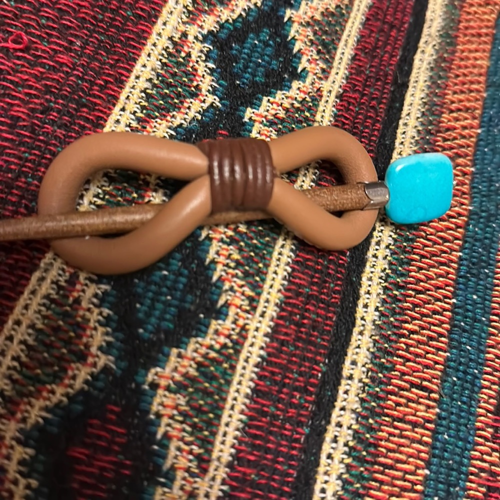 Leather Barette. With turquoise. Stick! Brand new.